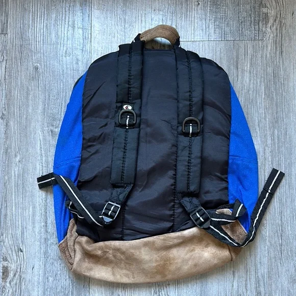 Spalding Blue Brown Backpack Classic Design Multiple Compartments One Size - Picture 2 of 5